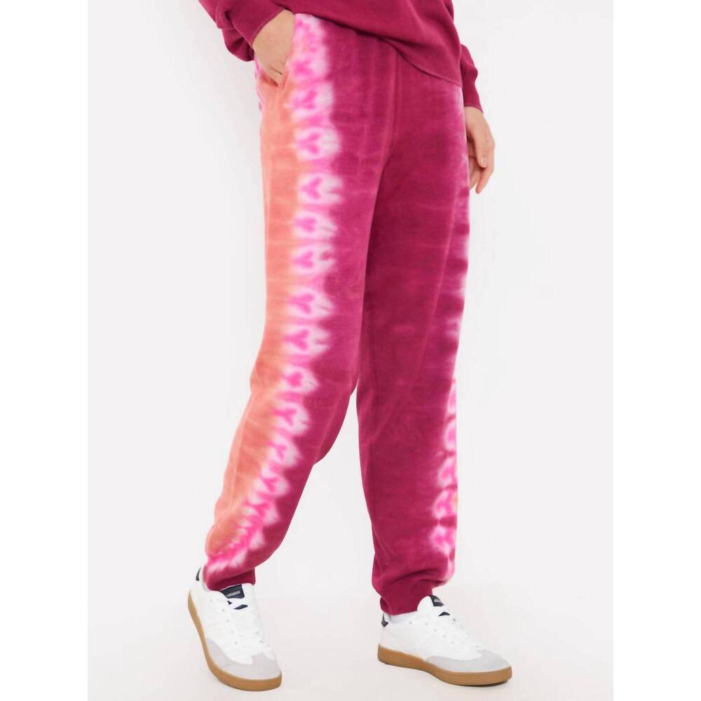 NEW BRODIE CASHMERE burnout tie dye joggers in lantana anemone